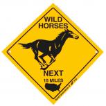 Schild mit Saugnäpfen - WILD HORSES next 15 Miles - 309124 - Gr. ca. 15 x 15 cm