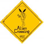 Schild mit Saugnäpfen - ALIEN CROSSING Next 15 Miles - 309132 - Gr. ca. 15 x 15 cm