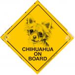 Schild mit Saugnäpfen - CHIHUAHUA ON BOARD - 309143 - Gr. ca. 15 x 15 cm