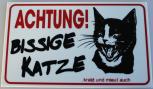 Schild Spaßschild - Achtung ! Bissige Katze - Gr. ca. 8 x 5 cm - 309232/1
