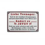 Schild Spaß-Schild - Liebe Teenager... - 309335 - 30 x 20 cm