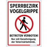 Schild Hinweisschild - Sperrbezirk Vogelgrippe - Betreten verboten... - 309821/1 - Gr. 40 x 30 cm