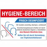 Warnschild  - Hygiene-Bereich Frisch Desinfiziert - Gr. ca. 30 x 20 cm - 309892 - Schutz vor Viren und Bakterien