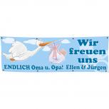 Banner Werbebanner - Wir freuen uns  Endlich Oma u. Opa - JUNGE - 3x1m - Spannband - 309936