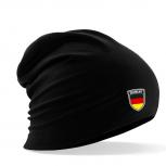 Longbeanie Slouch-Beanie Sommerbeanie mit Textildruck Wappen - GERMANY - SB55043 schwarz