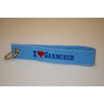 Filz-Schlüsselanhänger mit Stick I love Garmisch Gr. ca. 17x3cm 14315 blau
