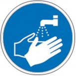 Schild Gebotszeichen nach ISO 7010 - Hände waschen - 320071 rund Gr. ca. 20cm