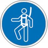 Schild Gebotszeichen nach ISO 7010 - Auffanggurt benutzen - 320078 rund Gr. ca. 20cm