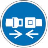 Schild Gebotszeichen nach ISO 7010 - Sicherheitsgurt benutzen - 320080 rund Gr. ca. 20cm