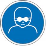 Schild Gebotszeichen nach ISO 7010 - Kleinkinder durch Augenabschirmung schützen - 320085 rund Gr. ca. 20cm