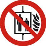 Schild Verbotszeichen nach ISO 7010 - Aufzug im Brandfall nicht benutzen - 320498 rund Gr. ca. 20cm