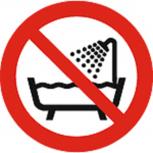 Schild Verbotszeichen nach ISO 7010 - Keine Nutzung von Geräten im Wasser - 320504 rund Gr. ca. 20cm