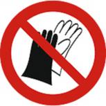 Schild Verbotszeichen nach ISO 7010 - Handschuhe verboten - 320506 rund Gr. ca. 20cm
