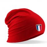 Longbeanie Slouch-Beanie Sommerbeanie mit Textildruck Wappen - FRANKREICH - SB55047 rot