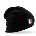 Longbeanie Slouch-Beanie Sommerbeanie mit Textildruck Wappen - FRANKREICH - SB55047 schwarz