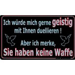 Spaß-Schild - geistig duellieren - 309270 - 25cm x 15cm