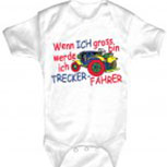 Babystrampler mit Print - Wenn ich groß bin werde ich Trecker-Fahrer - 08310 weiß - 6-12 Monate