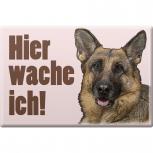 TIERMAGNET - Hunde Schäferhund Hier wache ich - Gr. ca. 8 x 5,5 cm - 38809 - Küchenmagnet