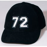 Baumwollcappy - Cap mit gr. Bestickung - Nummer 72 - 69103 schwarz - Baumwollcap Baseballcap Schirmmütze Hut