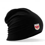 Longbeanie Slouch-Beanie Sommerbeanie mit Textildruck Wappen - BRANDENBURG - SB55016 schwarz