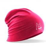 Longbeanie Slouch-Beanie Sommerbeanie mit Textildruck Wappen - SCHÄFERHUND - SB55055 Pink