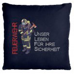 Kissen mit hochwertiger Einstickung - Feuerwehr unser Leben - 09200 dunkelblau
