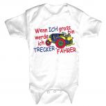Babystrampler mit Print - Wenn ich groß bin werde ich Trecker-Fahrer - 08310 weiß - Gr. 0-24 Monate
