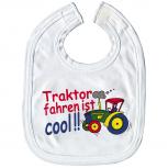 Baby-Lätzchen mit Druckmotiv  - Traktor fahren ist cool  - 08410 weiß