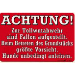 Warnschild - ACHTUNG TOLLWUTABWEHR - 308585 - 30 x 20 cm