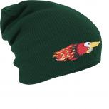 Longbeanie Slouch-Beanie Mütze Flamme Vogel 51104 grün
