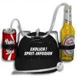 Trinkhelm Spaßhelm mit Print - Endlich! Sprit-Infusion - 51602 schwarz