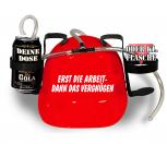 Trinkhelm Spaßhelm mit Print - Erst die Arbeit - dann das Vergnügen - 51653 rot