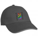 Baseballcap mit Textildruck - PEACE NO WAR - 52022 dunkelgrau