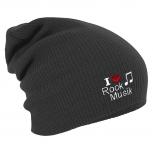 Longbeanie Slouch-Beanie Mütze I Love Rock Music 53911