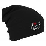 Longbeanie Slouch-Beanie Mütze I Love Rock Music 53911 schwarz