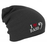 Longbeanie Slouch-Beanie Mütze I Love Bass 53913