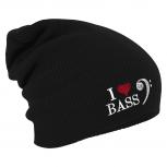 Longbeanie Slouch-Beanie Mütze I Love Bass 53913 schwarz