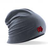 Longbeanie Slouch-Beanie Sommerbeanie mit Textildruck - SÄBELZAHNTIGER - SB55064 grau