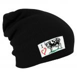 Longbeanie Slouch-Beanie Wintermütze I Love Kuh 54032 schwarz