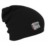 Longbeanie Slouch-Beanie Mütze Hund Bulldogge 54105 schwarz