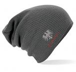 Slouch-Beanie Longbeanie Mütze mit Einstickung - Frankfurt - versch. Farben 54403 grau