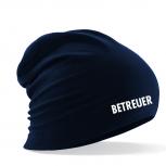 Longbeanie Slouch-Beanie Sommerbeanie mit Textildruck - BETREUER - 54443 blau
