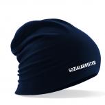 Longbeanie Slouch-Beanie Sommerbeanie mit Textildruck - SOZIALARBEITER - 54447 blau