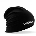 Longbeanie Slouch-Beanie Sommerbeanie mit Textildruck - SANITÄTER - 54449 schwarz