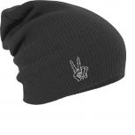 Longbeanie Slouch-Beanie Wintermütze Handzeichen Peace 54453 grau