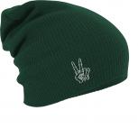 Longbeanie Slouch-Beanie Wintermütze Handzeichen Peace 54453 grün