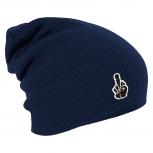 Longbeanie Slouch-Beanie Wintermütze Mittelfinger 54454 Navy
