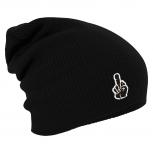 Longbeanie Slouch-Beanie Wintermütze Mittelfinger 54454 schwarz