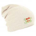 Longbeanie Slouch-Beanie Mütze Totenkopf Schleife 54469 natur