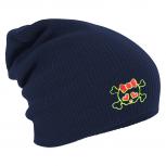 Longbeanie Slouch-Beanie Mütze Totenkopf Schleife 54469 Navy